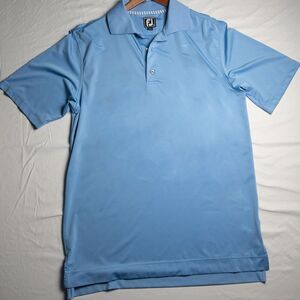 FootJoy Polo Shirt Men's Medium Sky Blue Embroidered Logo Golf Performance